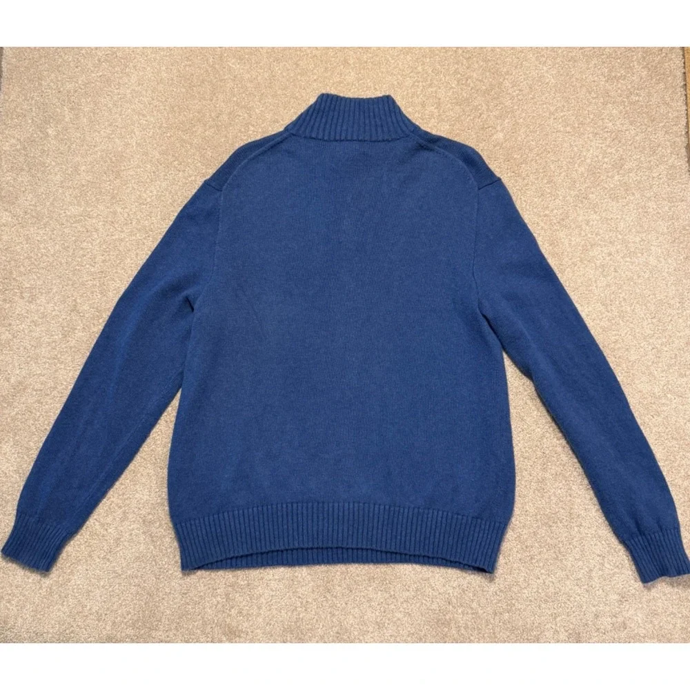 Polo Ralph Lauren Sweater Mens Xl Mock Neck Blue Button‎ Pullover Knit Cotton